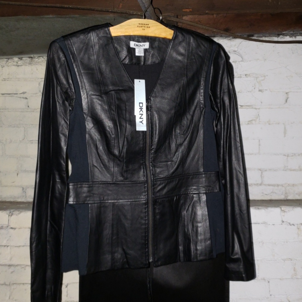 DKNY Lamb Leather Black Jacket